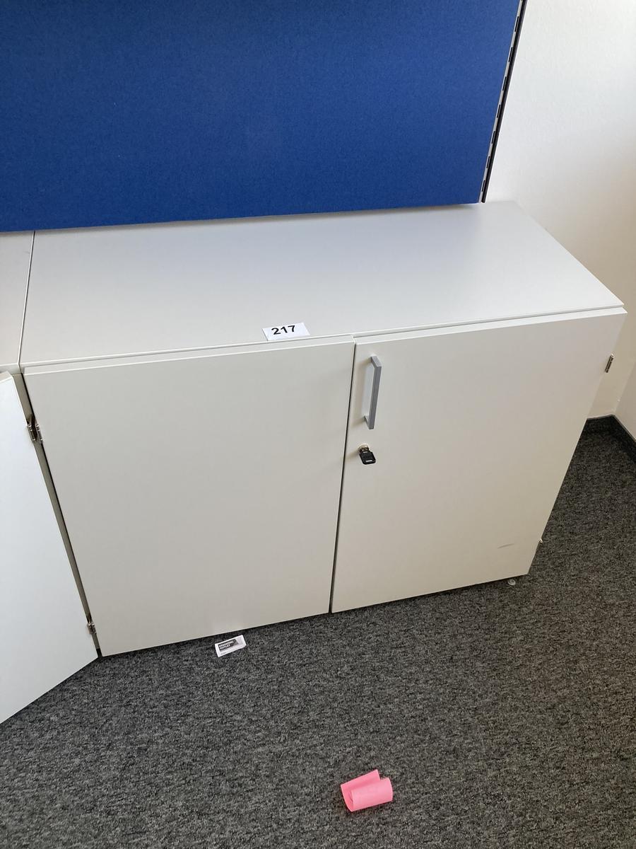 Aktenschrank, 2 Ordnerhöhen, Maße: ca. 100 x 45 x 80 cm